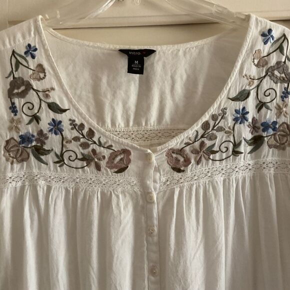 Summer WHITE EMBROIDERED WOMAN TUNIC/BEACH COVER UP SIZE M - Picture 5 of 11